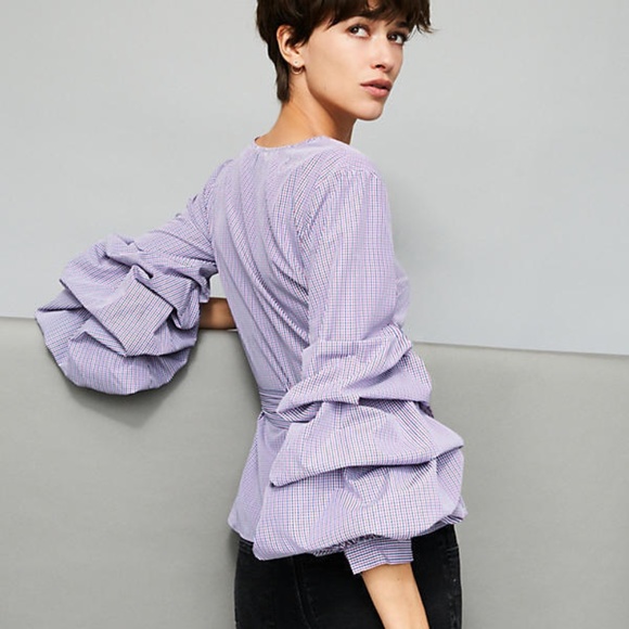 Anthropologie Tops - Anthropologie Ruffled & Tied Gingham Blouse